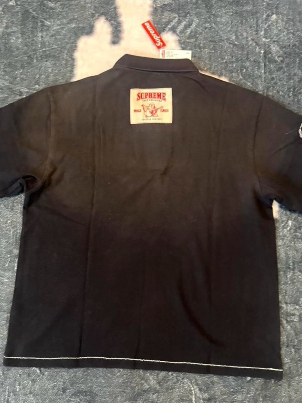 Supreme Black Polo with Red Logo Patch